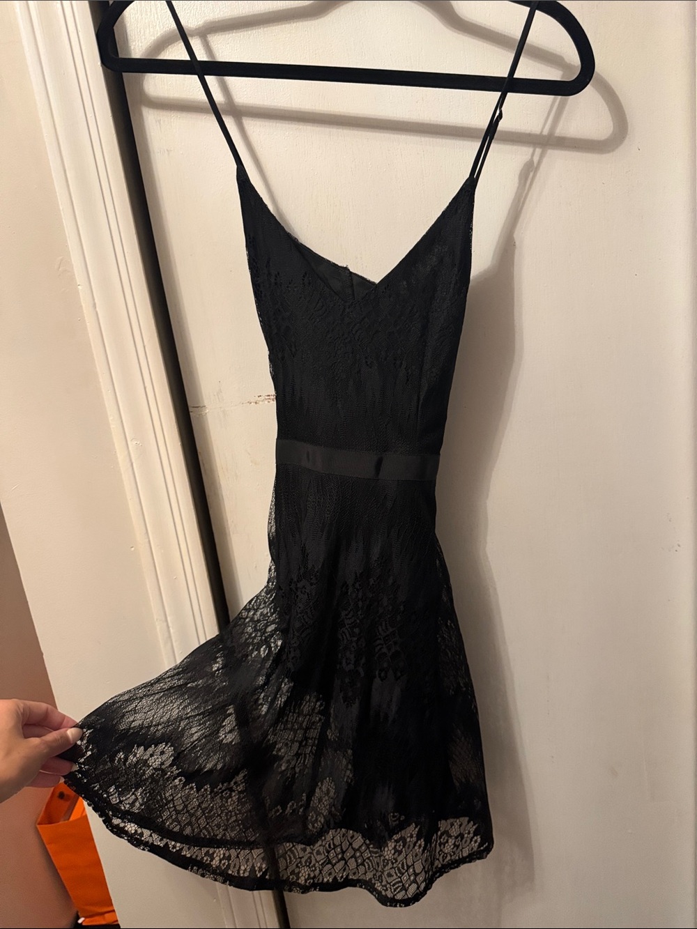 Black Lace Slip Dress with Spaghetti Straps